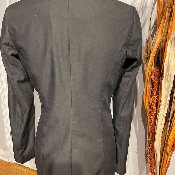 Pinstripe 1-Button Vintage Y2k Fit Flare Rave Oversized long Work Fall Tomboy L - Picture 5 of 7